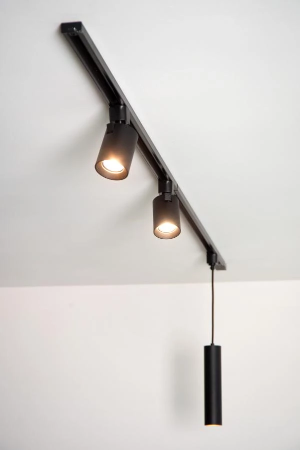 Lucide TRACK FLORIS Hanglamp - 1-fase Railsysteem / Railverlichting - 1xGU10 - Zwart (Uitbreiding) - sfeer 7